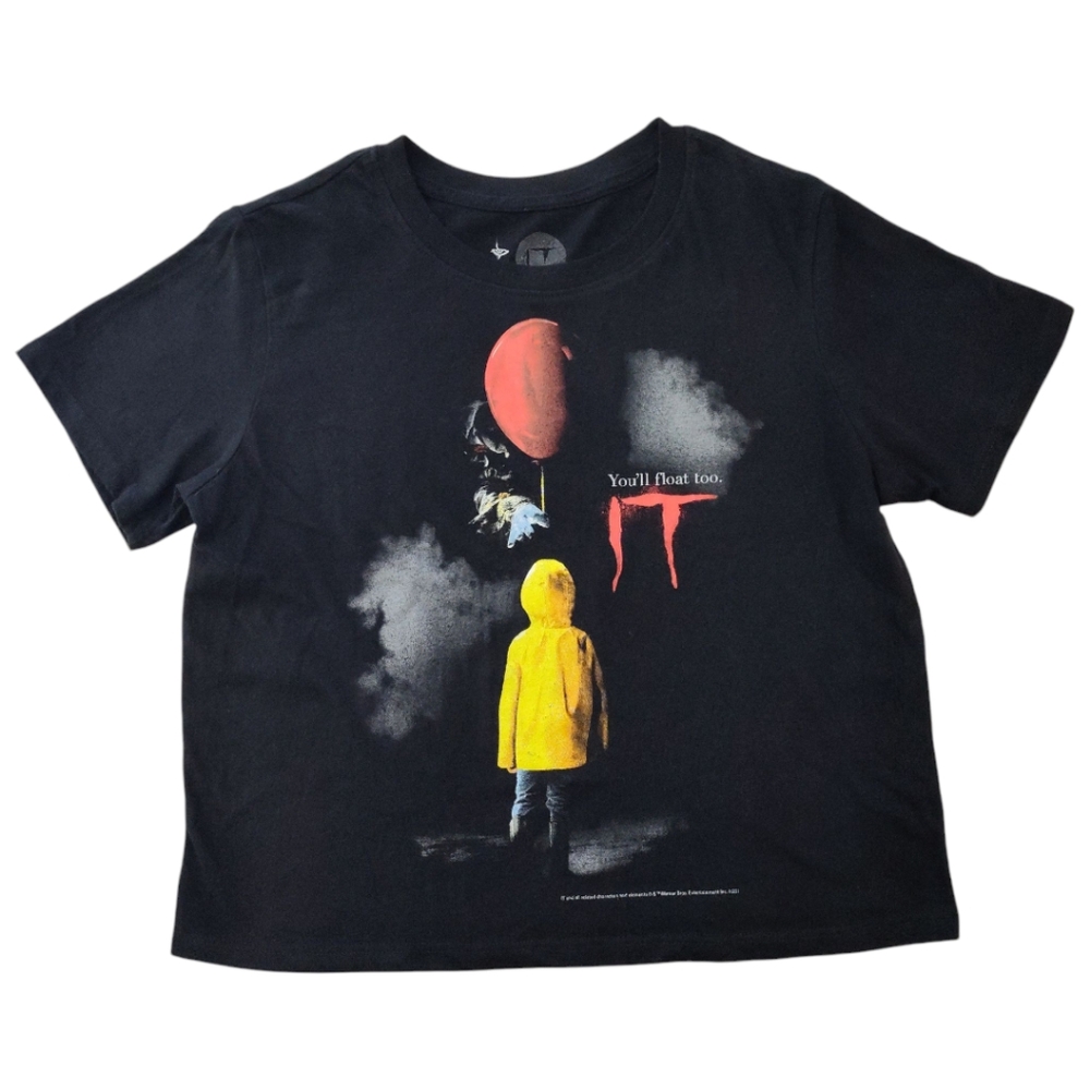 Warner Bros IT "You'll Float Too" Graphic Cropped Top Womens Size Small